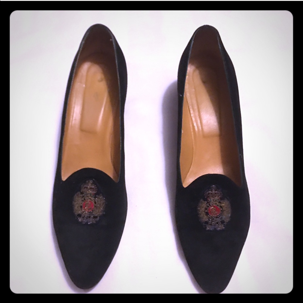 Ralph Lauren vintage 1990 black suede pumps shoes